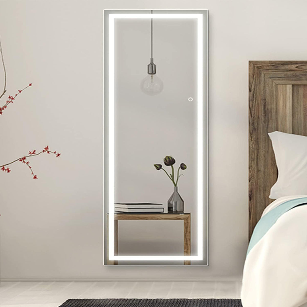 LED Lighted Full Length Mirror – Touch Control Free Standing Wall Mounted Leaning Full Body Mirror with Lights for Bedroom Dressing Room