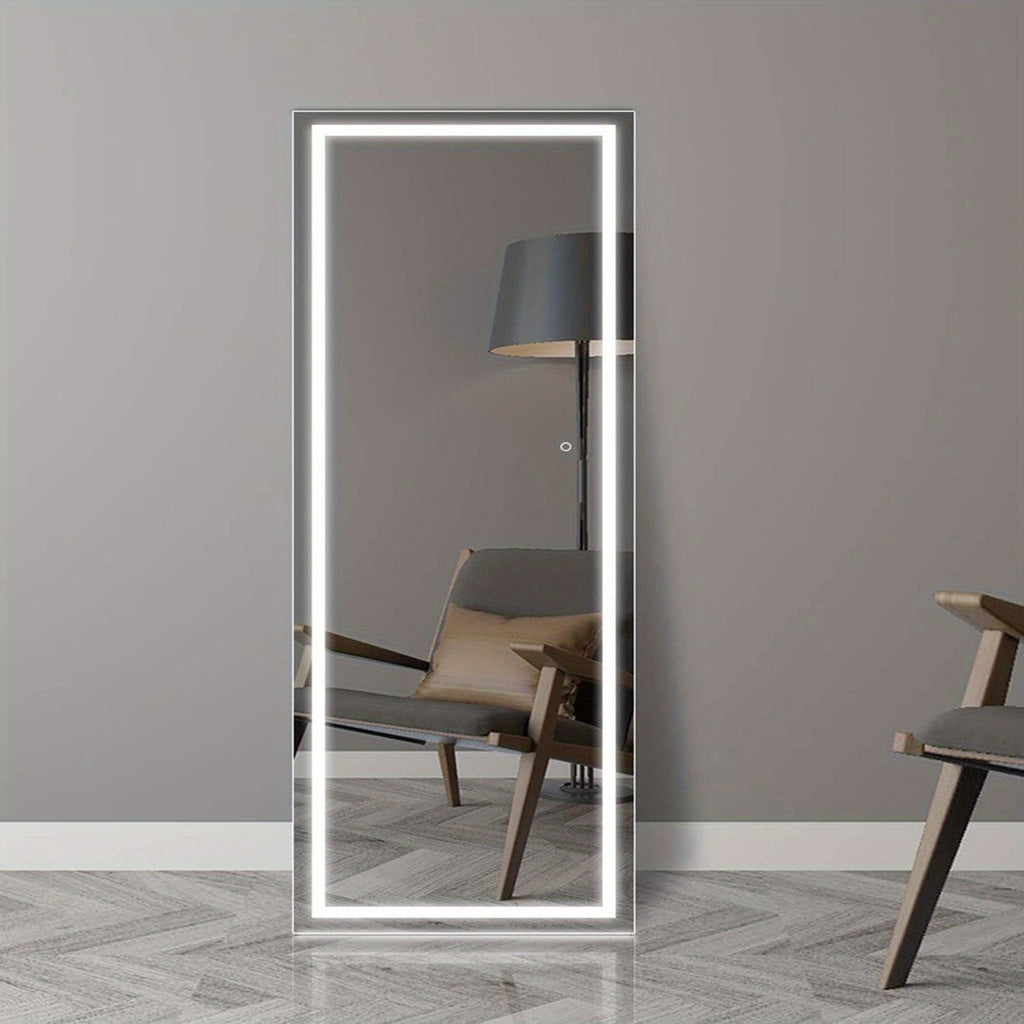 LED Lighted Full Length Mirror – Touch Control Free Standing Wall Mounted Leaning Full Body Mirror with Lights for Bedroom Dressing Room