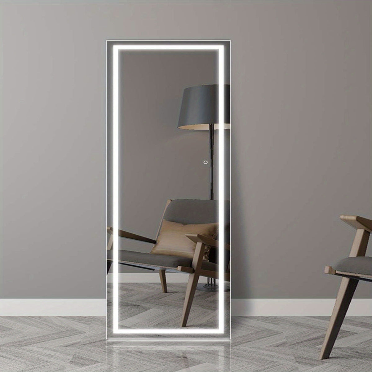 LED Lighted Full Length Mirror – Touch Control Free Standing Wall Mounted Leaning Full Body Mirror with Lights for Bedroom Dressing Room