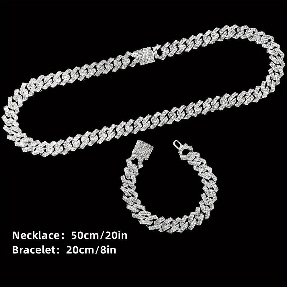 4-Piece Rhinestone Watch and Cross Pendant Jewelry Set, Quartz Analog Wristwatch, Necklace, Bracelet, and Earrings, Unisex Gift for Him or Her, Wedding