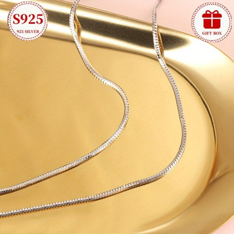 925 Sterling Silver Plated Snake Chain Necklace for Women – Square Link Boho Luxury Design, 20-Inch All-Season Jewelry, Perfect for Parties, Weddings & Daily Wear