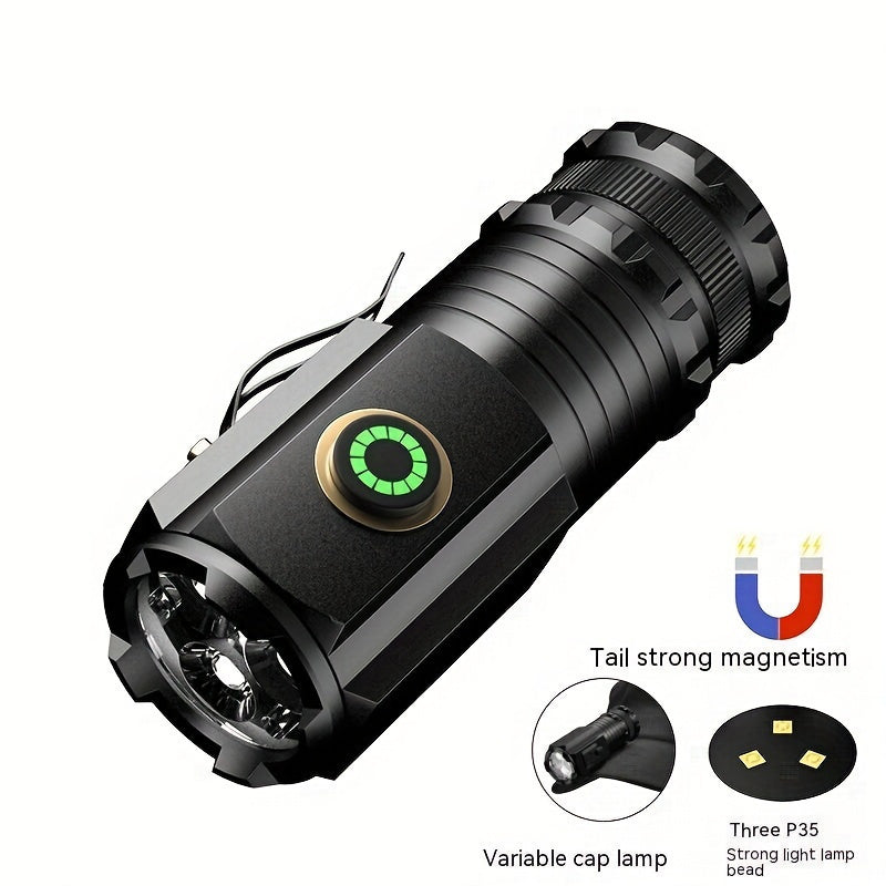 3000LM Rechargeable LED Flashlight Super Bright Magnetic Base Long Range - Tactical Flashlight for Camping, Outdoor, Car Repair, Emergency, and Household Use
