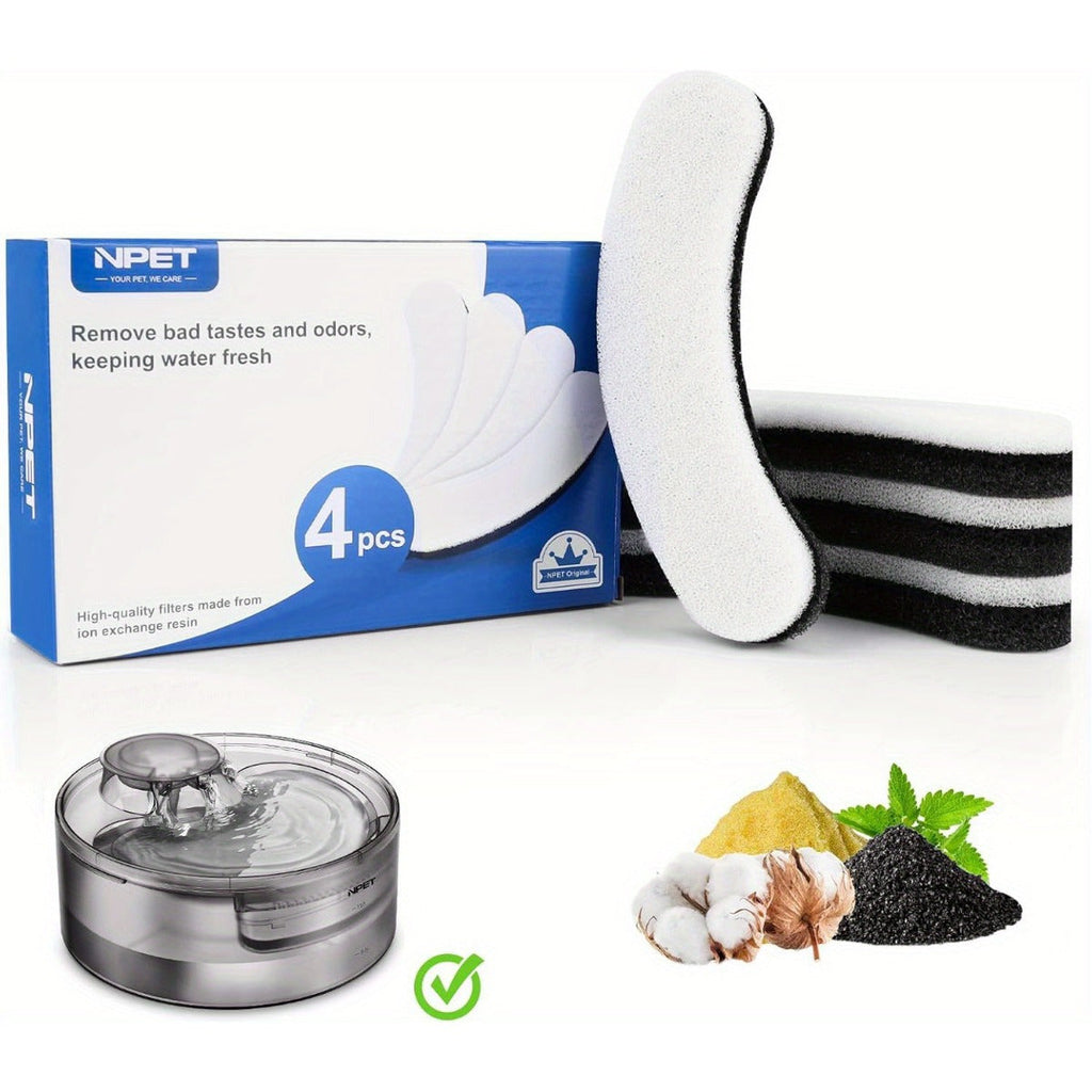 Replacement Filters for Dog and Cat Water Fountains, 4/8/16/20/24 Pack, Activated Carbon Multi-Filtration, Compatible with NPET DF10 DF30 Automatic Pet Water Dispensers