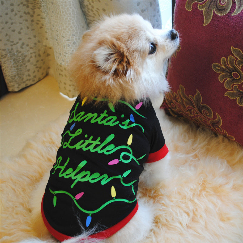 3-Piece Dog Christmas Costume Set – Santa Claus Vest & Holiday T-Shirt Pet Clothes for Dogs and Cats, Sizes XS to L, Festive Party Outfit for Christmas Celebrations, Cute Holiday Gift for Pets