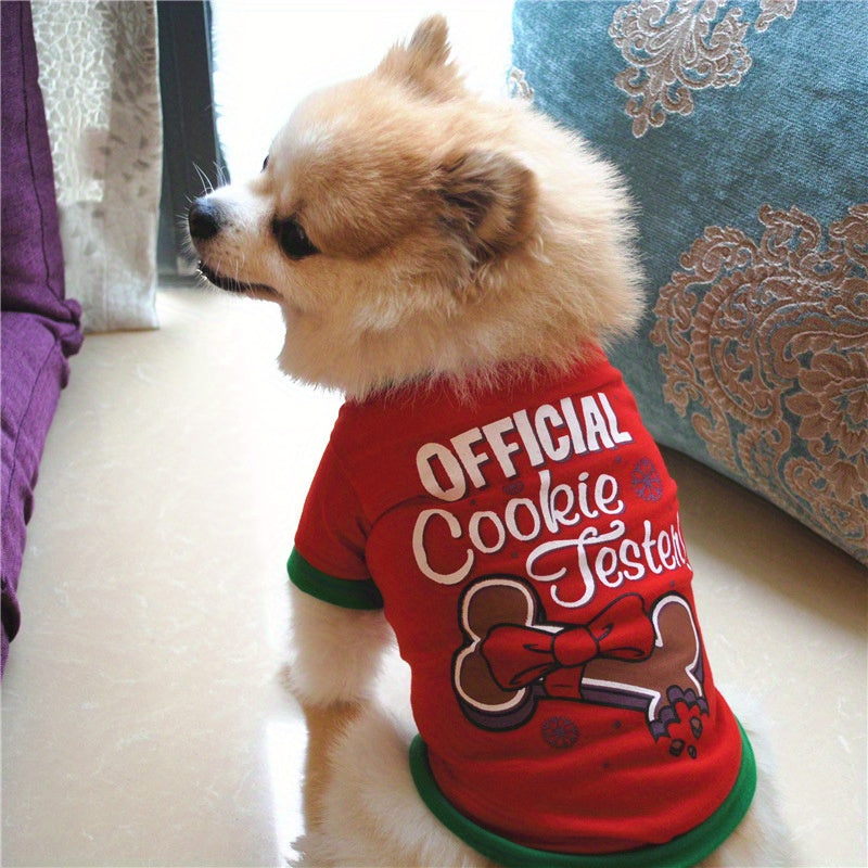 3-Piece Dog Christmas Costume Set – Santa Claus Vest & Holiday T-Shirt Pet Clothes for Dogs and Cats, Sizes XS to L, Festive Party Outfit for Christmas Celebrations, Cute Holiday Gift for Pets