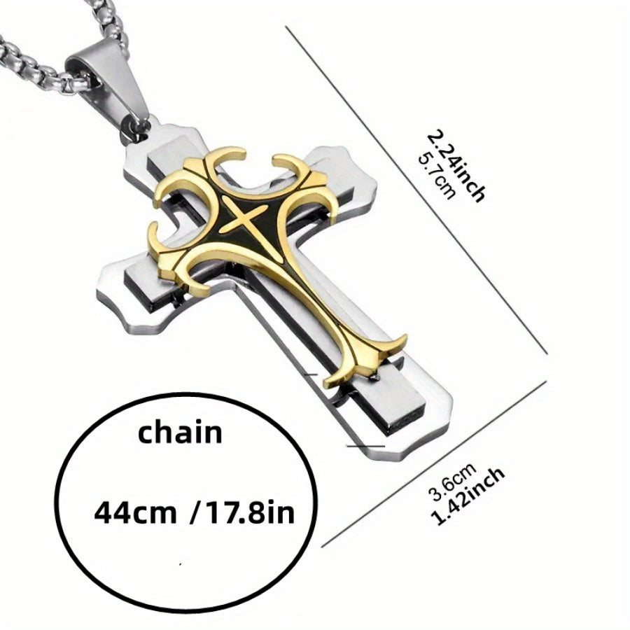 4-Piece Cross Necklace Set for Men and Women – Fashionable Unisex Silver Cross Pendant Necklaces, Faith Jewelry Gift for Anniversaries, Family, Relatives, and Loved Ones