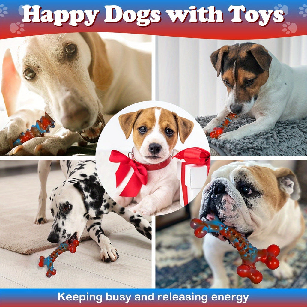Indestructible Dog Chew Toys for Aggressive Chewers, Large Breed Tough Nylon Dog Teething Toy, Durable Sturdy Boredom Relief Interactive Chew Toy Keeps Dogs Busy, Red, 1pc/2pcs/4pcs