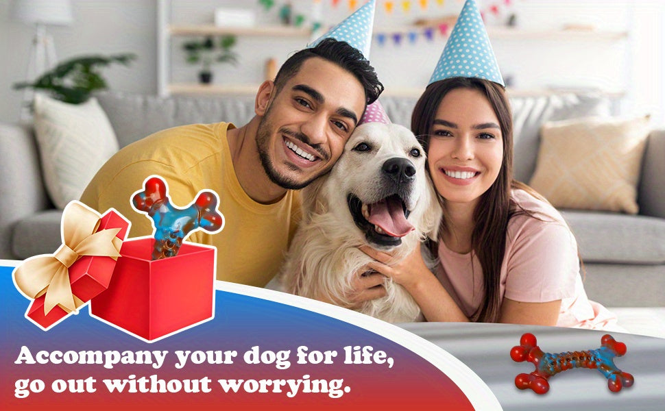 Indestructible Dog Chew Toys for Aggressive Chewers, Large Breed Tough Nylon Dog Teething Toy, Durable Sturdy Boredom Relief Interactive Chew Toy Keeps Dogs Busy, Red, 1pc/2pcs/4pcs