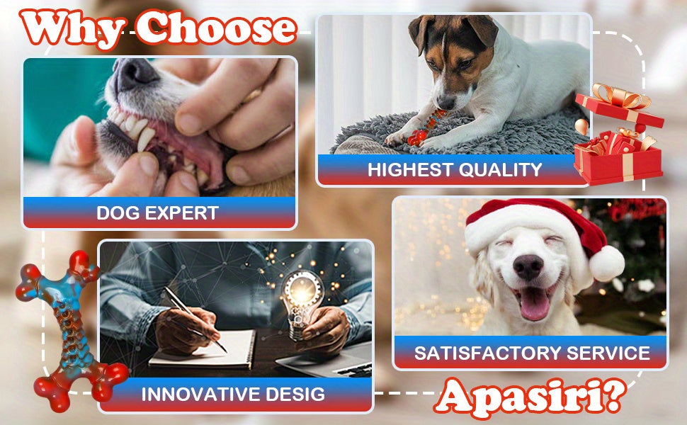 Indestructible Dog Chew Toys for Aggressive Chewers, Large Breed Tough Nylon Dog Teething Toy, Durable Sturdy Boredom Relief Interactive Chew Toy Keeps Dogs Busy, Red, 1pc/2pcs/4pcs