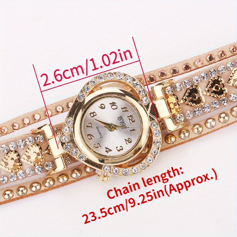 Women's Fashion Long Strap Rhinestone Bracelet Watch – Ladies' Casual Dress Wristwatch with Quartz Movement, Zinc Alloy Case, 4 Colors