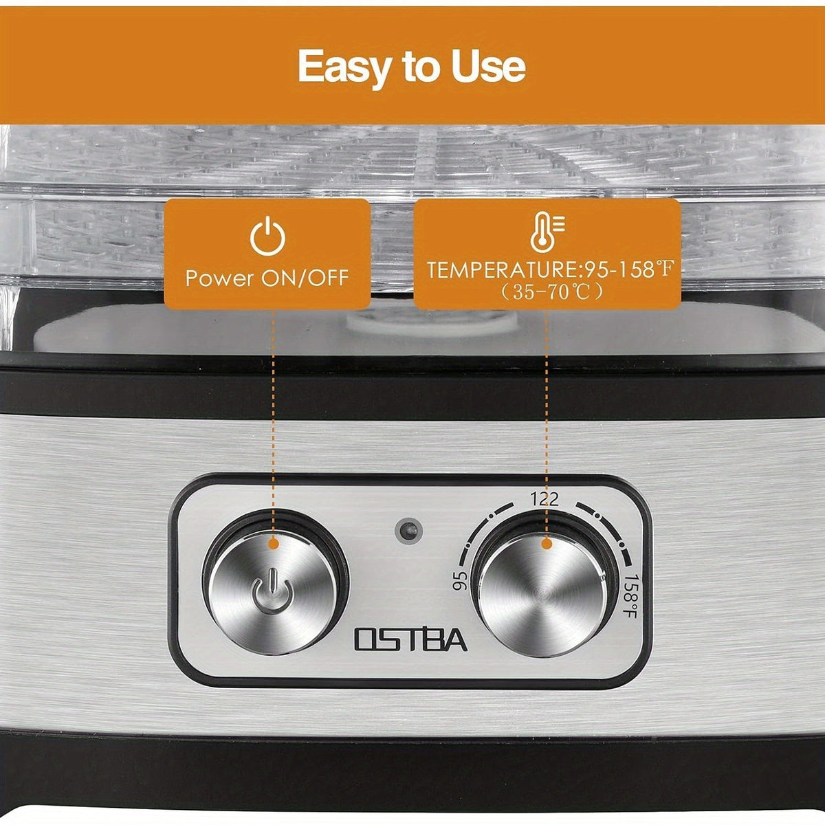 OSTBA Food Dehydrator 240W Temperature Control 5 or 8 BPA-Free Dishwasher Safe Trays for Jerky Fruits Herbs Vegetables with Recipe Book Electric Food Dryer Machine