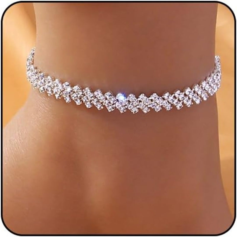 Women's Waterproof Stainless Steel Heart and Butterfly Tennis Anklet, Vintage Elegant Beach Foot Jewelry for Women and Girls, Summer Style