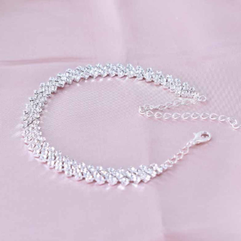 Women's Waterproof Stainless Steel Heart and Butterfly Tennis Anklet, Vintage Elegant Beach Foot Jewelry for Women and Girls, Summer Style