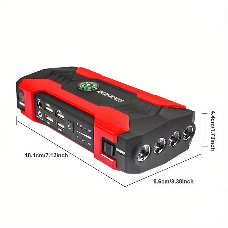 2000A Peak Portable Car Jump Starter Wireless Battery Booster – 12V Quick Start for Gas (8.0L) & Diesel (6.5L) Engines with USB Input/Output, LED Emergency Light – Car Accessory & Emergency Tool