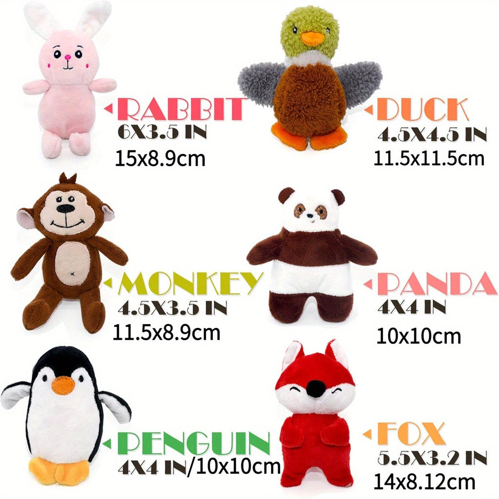 12-Pack Squeaky Stuffed Animal Dog Toys Plush Puppy Toys for Small and Medium Dogs - Soft Chew Teething Toys with Gift Box: Fox, Tiger, Rabbit, Panda & More