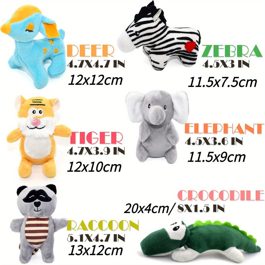 12-Pack Squeaky Stuffed Animal Dog Toys Plush Puppy Toys for Small and Medium Dogs - Soft Chew Teething Toys with Gift Box: Fox, Tiger, Rabbit, Panda & More
