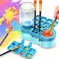 6-in-1 Upgraded Paint Brush Cleaner with Paint Tray, Drain, Brush Holder, and Water Circulation Cleaning Tool for Acrylic, Watercolor, and Water-Based Paints - Artist Painting Supplies (Blue/Purple)