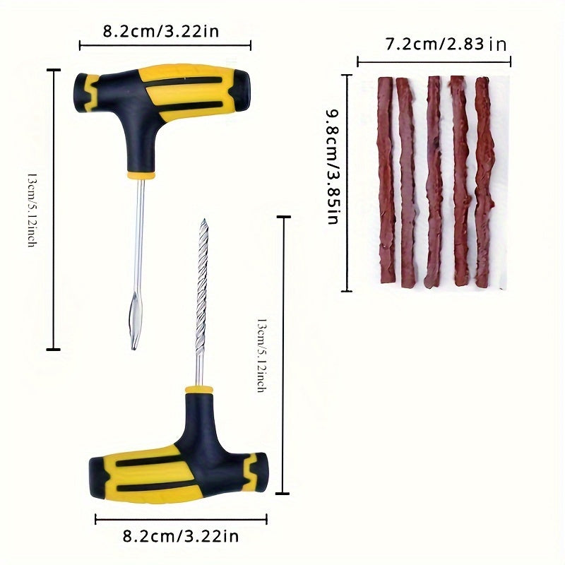 42件套轮胎维修工具包 | 汽车应急补胎套装，含全尺寸补胎片，轻松实现穿刺与漏气轮胎的自助维修 —— 适用于各类车型的车载应急套件
