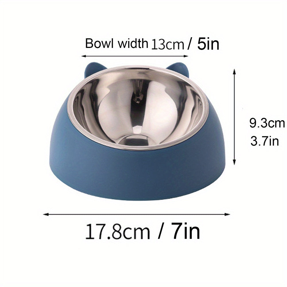 Personalized Stainless Steel Tilted Pet Bowl for Cats and Dogs, Custom Name, Ergonomic Neck Protection Food and Water Bowl, Great Gift for Small, Medium, and Large Pets