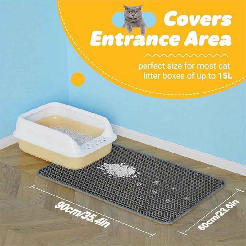 Extra Large Double-Layer Honeycomb Cat Litter Trapping Mat, Non-Slip and Washable, for Litter Boxes and Kennels