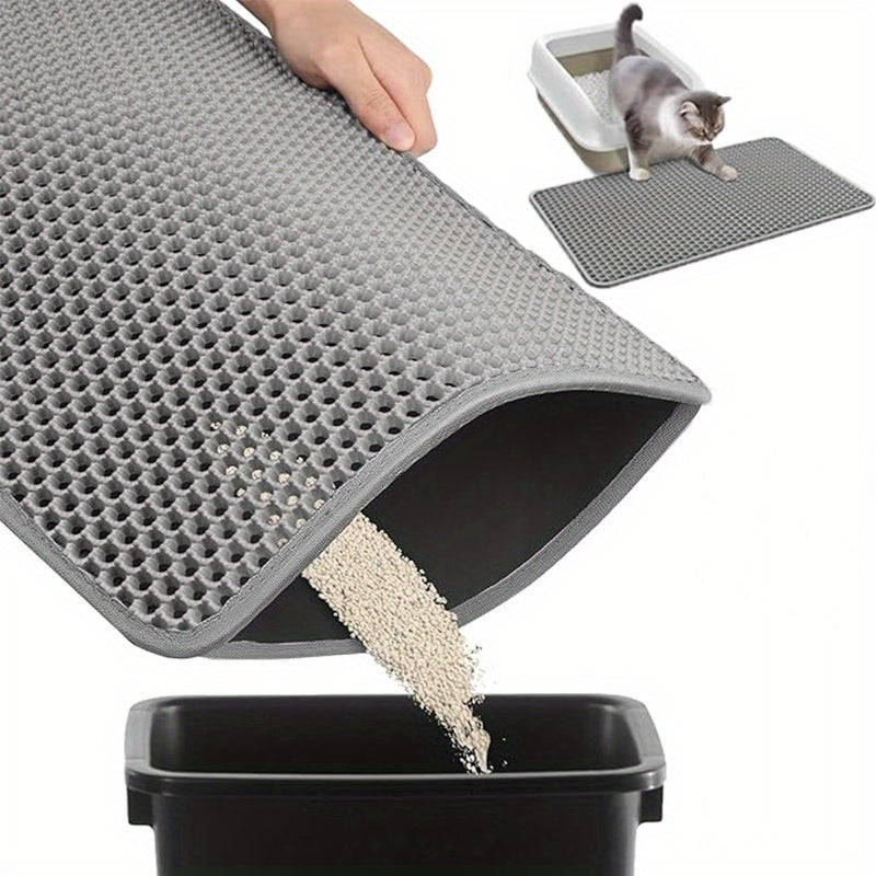 Extra Large Double-Layer Honeycomb Cat Litter Trapping Mat, Non-Slip and Washable, for Litter Boxes and Kennels