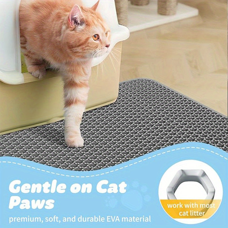 Extra Large Double-Layer Honeycomb Cat Litter Trapping Mat, Non-Slip and Washable, for Litter Boxes and Kennels