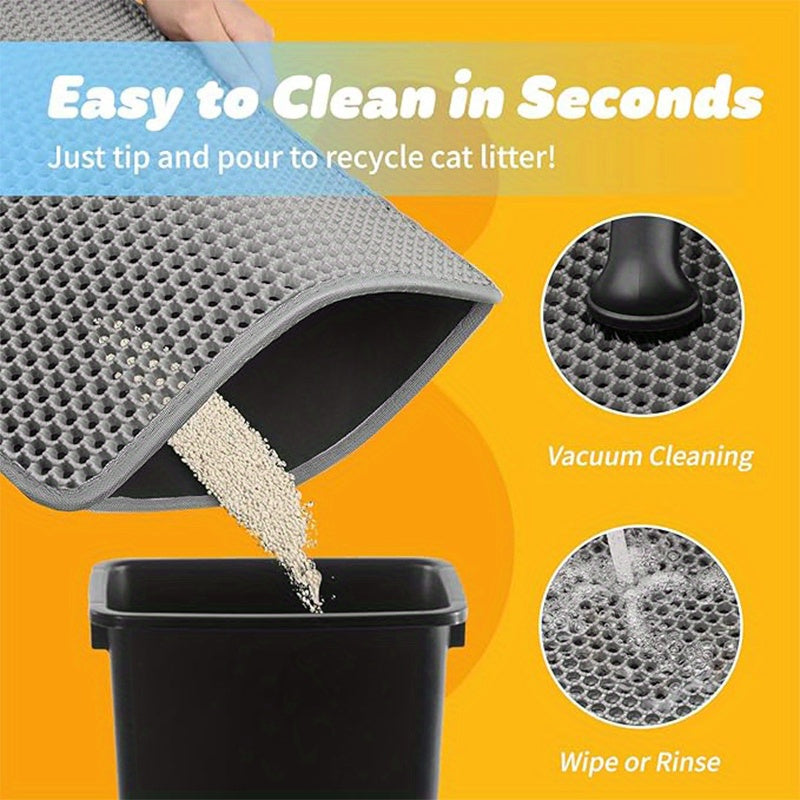 Extra Large Double-Layer Honeycomb Cat Litter Trapping Mat, Non-Slip and Washable, for Litter Boxes and Kennels