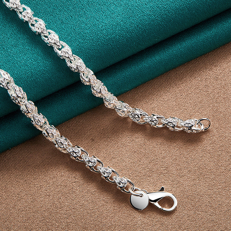 925 Sterling Silver Bamboo Chain Necklace 24 Inch – Nickel-Free, Hypoallergenic, Lightweight 6g, Unisex Fashion Jewelry – Perfect Gift for Men & Women