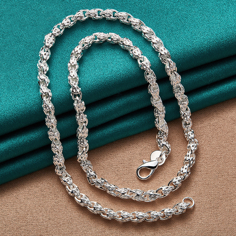 925 Sterling Silver Bamboo Chain Necklace 24 Inch – Nickel-Free, Hypoallergenic, Lightweight 6g, Unisex Fashion Jewelry – Perfect Gift for Men & Women