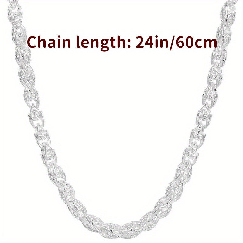 925 Sterling Silver Bamboo Chain Necklace 24 Inch – Nickel-Free, Hypoallergenic, Lightweight 6g, Unisex Fashion Jewelry – Perfect Gift for Men & Women