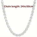 925 Sterling Silver Bamboo Chain Necklace 24 Inch – Nickel-Free, Hypoallergenic, Lightweight 6g, Unisex Fashion Jewelry – Perfect Gift for Men & Women