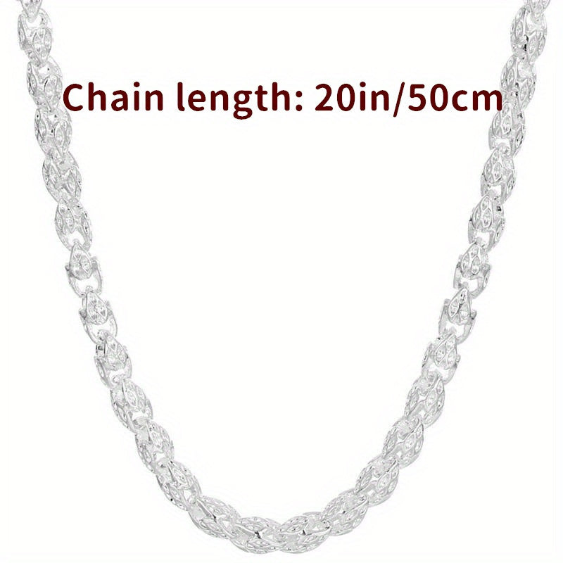 925 Sterling Silver Bamboo Chain Necklace 24 Inch – Nickel-Free, Hypoallergenic, Lightweight 6g, Unisex Fashion Jewelry – Perfect Gift for Men & Women