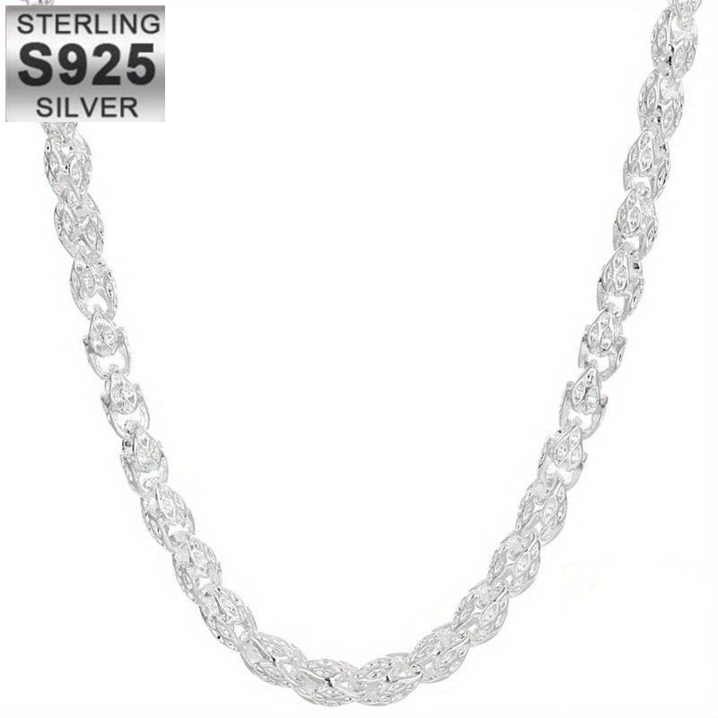 925 Sterling Silver Bamboo Chain Necklace 24 Inch – Nickel-Free, Hypoallergenic, Lightweight 6g, Unisex Fashion Jewelry – Perfect Gift for Men & Women