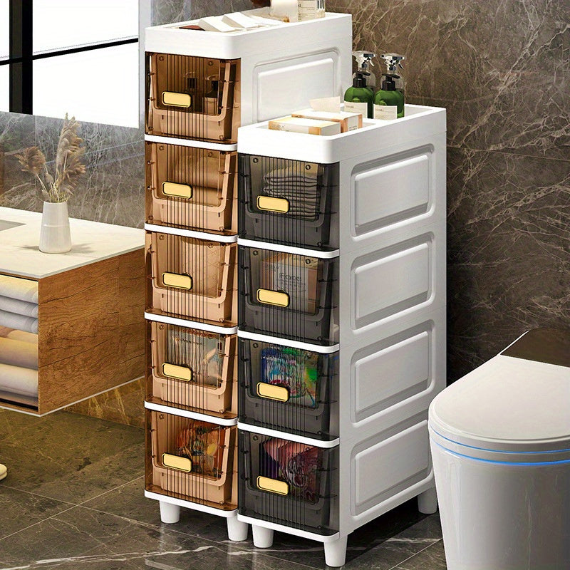 Slim Rolling Storage Cabinet with Drawers and Wheels, Waterproof PP Organizer, 3/4/5/6 Tier for Bathroom, Kitchen, Bedroom, and Small Spaces – Narrow Drawer Unit