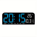 Large Screen LED Alarm Clock with Auto-Dimming and Remote Control – 15-Inch Digital Clock Displays Time, Date, Day of the Week, Temperature, and Humidity – Ideal Bedroom Bedside Clock for Seniors, Living Room, and Office Desk