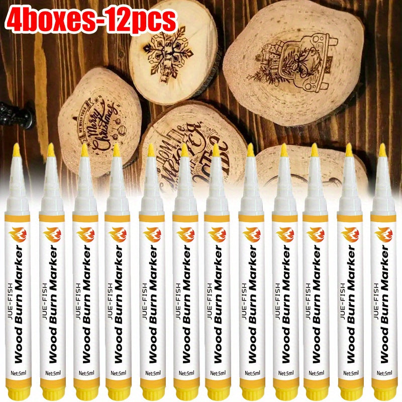 Wood Burning Kit 12 Pcs Pyrography Set with Wooden Coasters, Burning Pen, DIY Woodworking Craft Tool, 4 Boxes