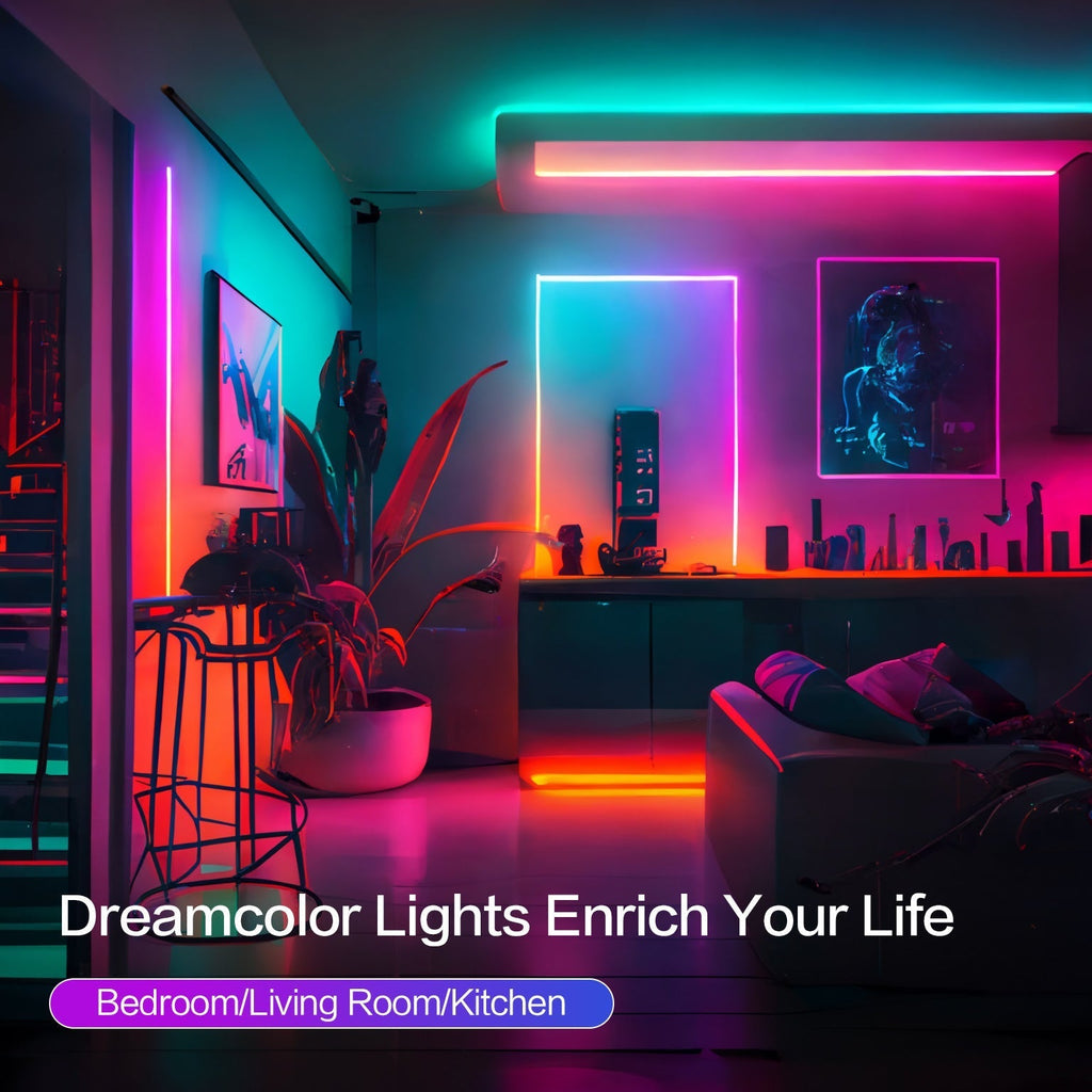 RGB LED Strip Lights Music Sync, 25FT 50FT 60FT 65FT 100FT Color Changing LED Lights with Remote & Smart APP Control, USB Powered, for Bedroom, Gaming Room, Party, Halloween, Christmas, and Home Decoration