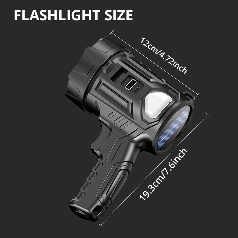 Rechargeable LED Spotlight Flashlight 2000 Lumens – 6 Modes & 3 Color Filters, 200M Range Handheld Searchlight with USB Cable for Boating, Hunting, Camping, Hiking, Emergency, and Home Lighting