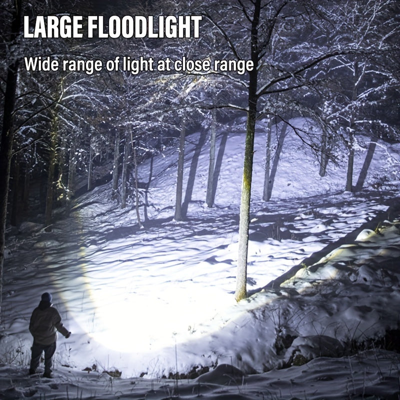 Rechargeable LED Spotlight Flashlight 2000 Lumens – 6 Modes & 3 Color Filters, 200M Range Handheld Searchlight with USB Cable for Boating, Hunting, Camping, Hiking, Emergency, and Home Lighting