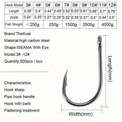 1000pcs Fish Hooks Assorted Sizes #3-#12 Carbon Steel Sharp Barbed Hooks with Portable Storage Box, Freshwater & Saltwater Fishing Gear for Bass, Trout, and Carp – Black & Silver