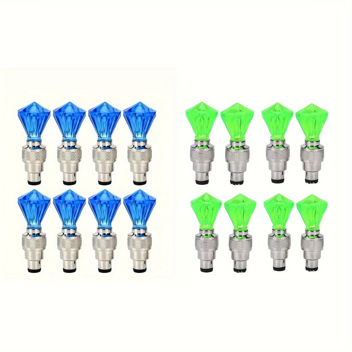 LED Tire Valve Stem Caps with Breathing Light & Running Horse Effect, 4/8/16pcs Glow Wheel Valve Core Caps for Car, Motorcycle, Bike – Wind Fire Wheel Light, UV & Explosion Proof – Green/Red/Blue Skeleton