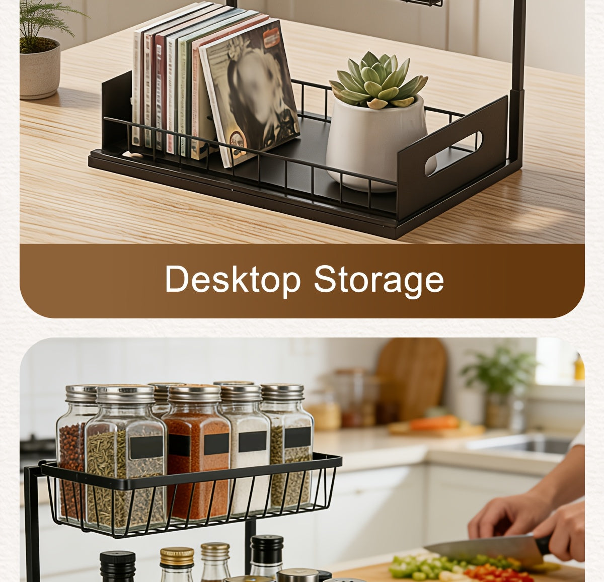 Pull-Out Under Sink Organizer, 2-Tier Slide-Out Cabinet Shelf, Kitchen/Bathroom Utility Storage Rack, Sliding Cabinet Organizer for Under Sink, Kitchen, Bathroom, or Pantry – 1 or 2 Pack Options