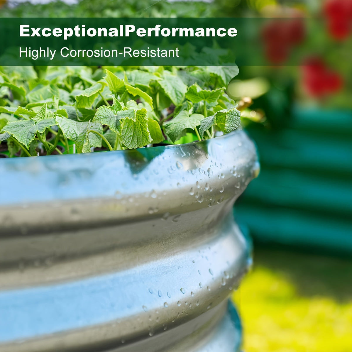 2-Pack Galvanized Raised Garden Bed Kit - Oval Large Metal Planter Boxes for Outdoor Vegetables, Herbs & Flowers