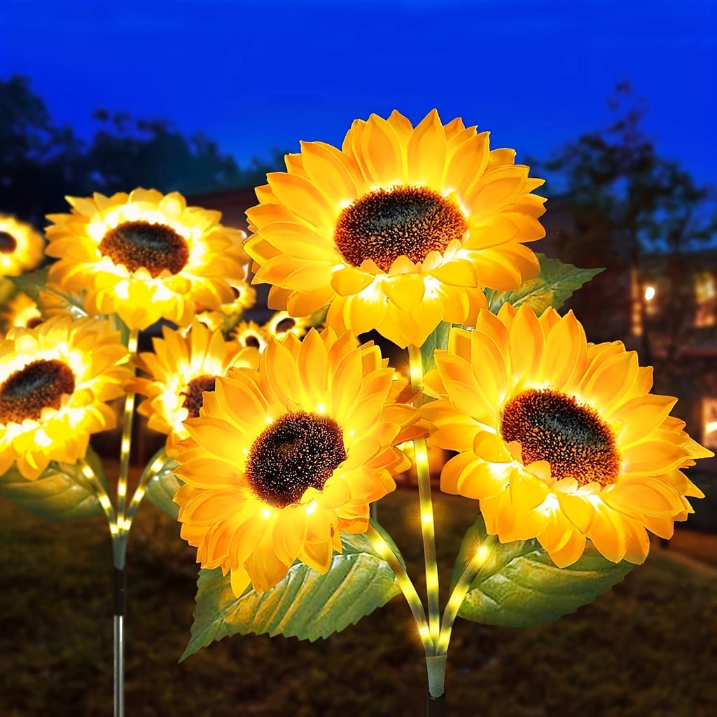 Solar Sunflower Garden Lights Outdoor Waterproof Decorative Stake Lights for Pathway, Lawn, Patio, Yard, Flower Bed, Auto On/Off, Solar-Powered Garden Decor Gift (1 or 2 Pack)