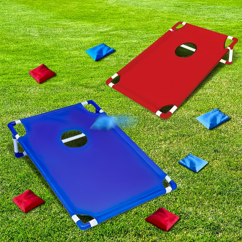 Cornhole Game Set with 6 Bean Bags, Dual-Color Boards, and Carry Bag for Backyard, Outdoor Party, Beach, Camping, and Indoor Entertainment – Gift Box Included, Red/Blue