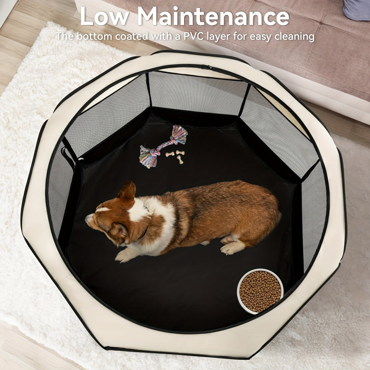 Foldable Octagonal Pet Playpen Tent for Dogs and Cats - Oxford Fabric, No Assembly Required, Indoor/Outdoor Pet Enclosure, Kennel, Maternity Room, Available in M, L, XL, Blue & Beige