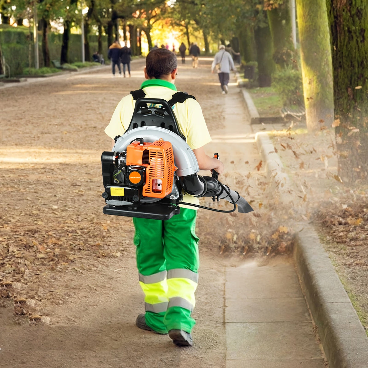 63CC Gas-Powered Leaf Blower 665 CFM 205 MPH with Adjustable Extension Nozzle & Ergonomic Non-Slip Handle for Lawn Yard & Debris Cleanup – Orange