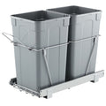 Double Pull-Out Trash Can for Kitchen Cabinets, 27+27 QT (54 QT Total), Full-Extension Steel Ball Rails, Iron Bracket, Handle, Under-Sink Garbage & Recycling Bin, Hidden Under-Cabinet Mount