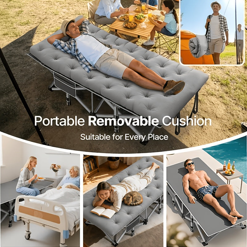 Heavy Duty Folding Guest Bed & Camping Cot – 566/766 lbs Capacity, 67"/79" Options, Optional Mattress, Portable Adult Outdoor Travel Bed for Camping, Patio & Guests