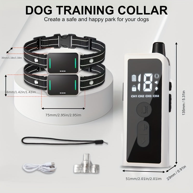 Dog Training Collar with Remote – Rechargeable E-Collar with Shock, Vibration, and Tone Modes, 2.4G Wireless Remote, USB Charging, Safe & Effective Pet Trainer for Small, Medium, and Large Dogs, 1pc & 2pc